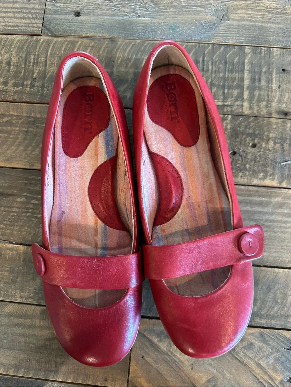 Born Red Leather Mary Jane Flats Size 7.5